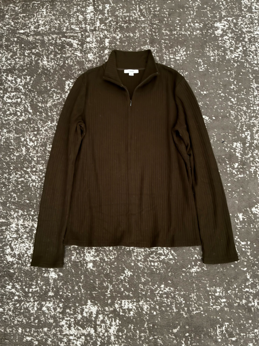 Vince Black Quarter-Zip Ribbed Sweater